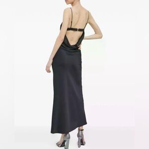 Abercrombie & Fitch Black Satin Backless Slip Dress